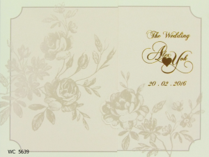 การ์ดแต่งงาน การ์ดเชิญ สไตล์เรียบๆ ลวดลายกุหลาบ สีมุกครีม การ์ดพร้อมซอง wedding card 13 x 16.5 WC 5639 Cream ฿ 8.20