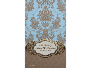 การ์ดแต่งงาน การ์ดเชิญ แนวตั้ง สีฟ้า 2 พับ wedding card 4.8x8.3 wc 5919