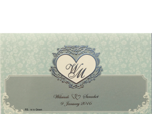 การ์ดแต่งงาน การ์ดเชิญแต่งงาน สีครีมเขียว ราคาไม่แพง ปั๊มนูน พิมพ์เคเงิน wedding card 4x7.5 inch RS 1615