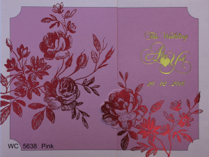 การ์ดแต่งงาน การ์ดเชิญลวดลายกุหลาบ ไดคัท พิมพ์เคแดง การ์ดพร้อมซอง wedding card 6.5x5 inch WC 5638 Pink