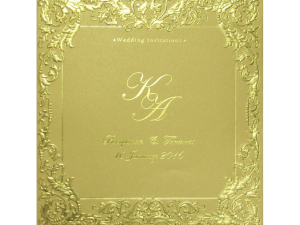 การ์ดแต่งงาน การ์ดเชิญงานแต่ง กระดาษมุกทอง ดีไซน์หรูหรา การ์ดพร้อมซอง Wedลding 16.2 x 16.5 cm SP 5724 Gold
