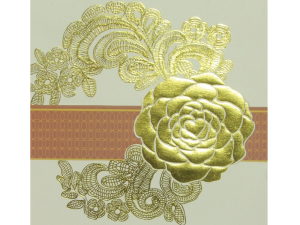 การ์ดแต่งงาน การ์ดเชิญงานแต่ง ดีไซน์ เรียบ หรู ปั๊มนูน ปั๊มทอง ลายกุหลาบ Wedding card 14.8 x 14.8 cm WC 5717