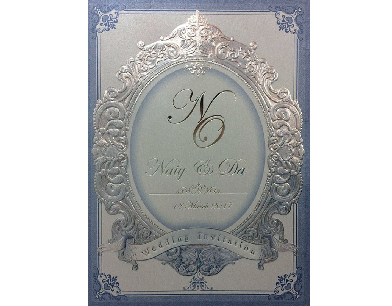 การ์ดแต่งงาน SP 1701 สีเงินมุก Wedding card 21.3 x 15.3 cm S